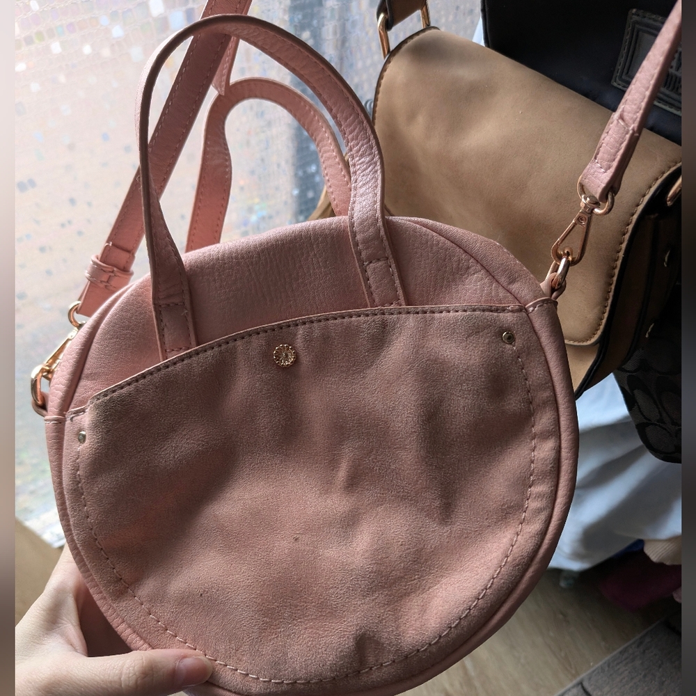 LC Lauren Conrad Blush Pink Round Mini Crossbody Tote